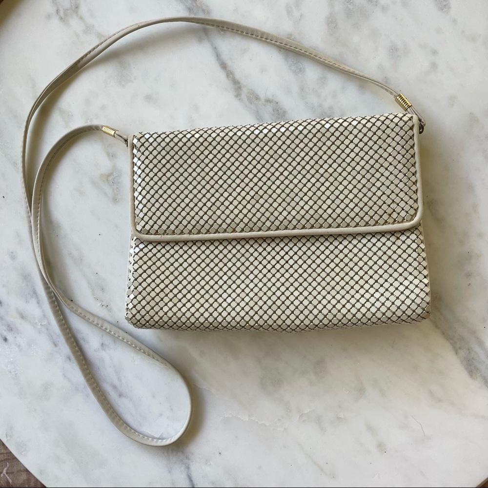 WHITING & DAVIS CREAM EVENING BAG